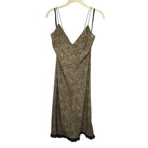 Baby Phat Y2K Cheetah Print V Neck Lace Midi Dress Women's 11